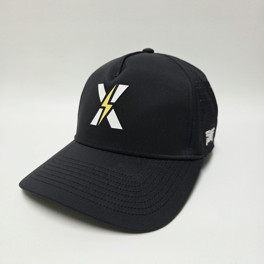 PXG Lighting Hat Mens Parsons Xtreme Golf Black Snapback Performance Cap Casual